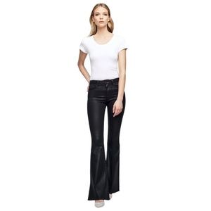 L'agence Jeans Bell High Rise Noir Coated Flare Leg Jeans